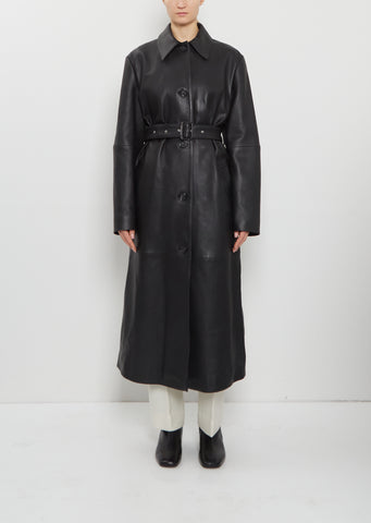 Belted Leather Coat
