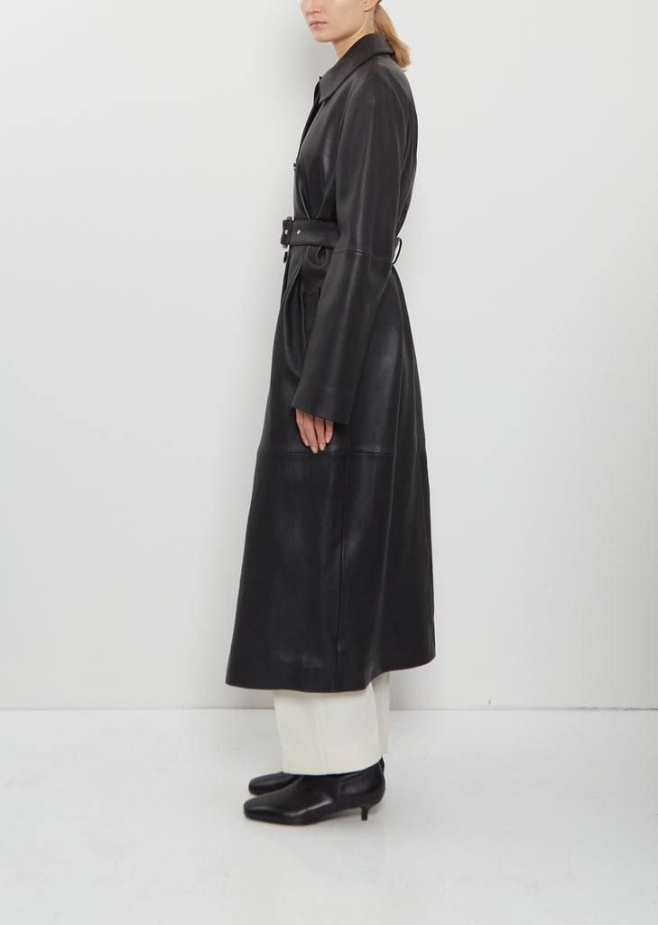 Belted Leather Coat