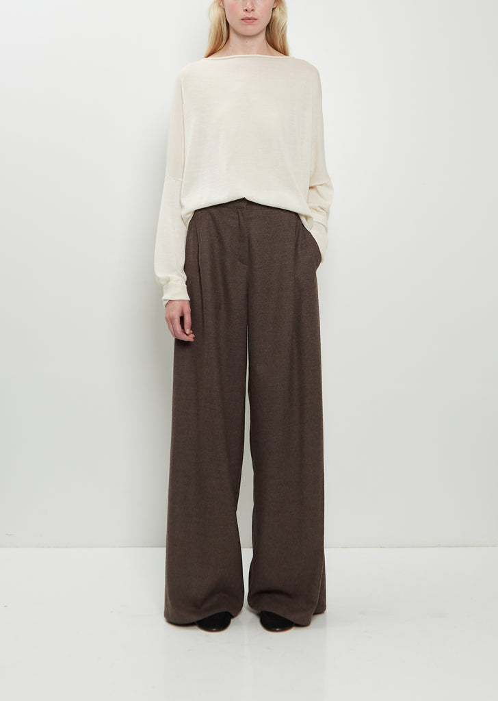 Wool Flannel Full Pants  — Dark Taupe