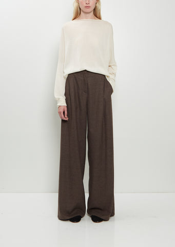 Wool Flannel Full Pants  — Dark Taupe