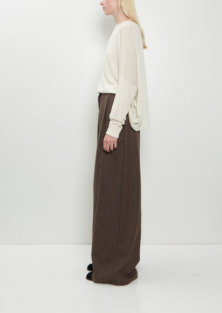 Wool Flannel Full Pants  — Dark Taupe