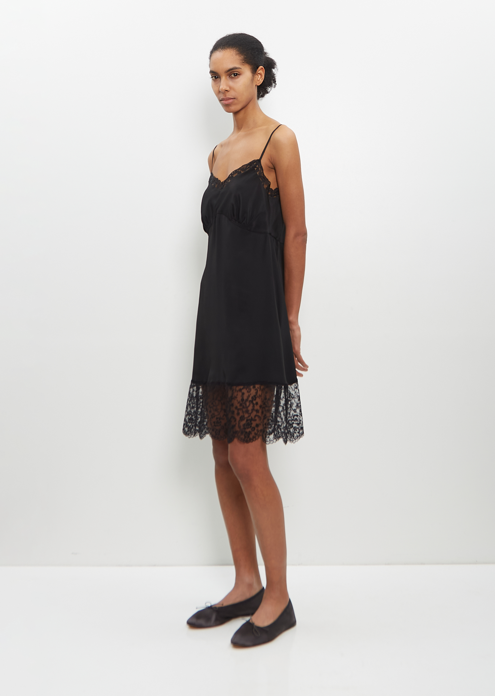 Silk Blend Lace Trim Mini Slip Dress La Garonne Silk Blend Lace Trim Mini Slip Dress La Garonne