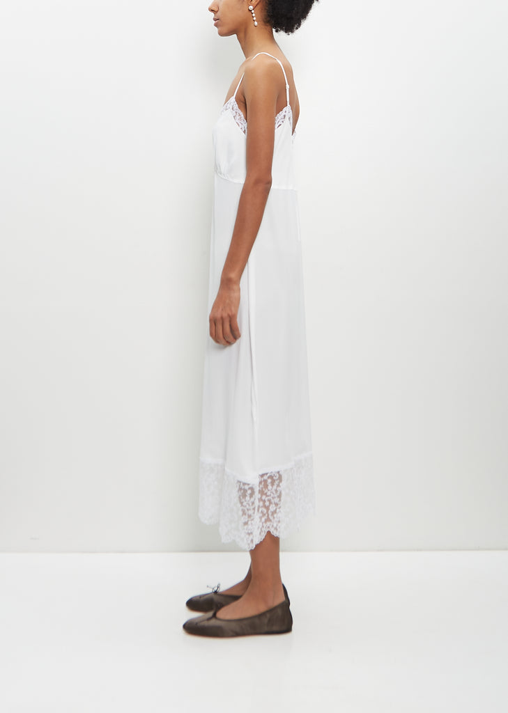 Silk Blend Lace Trim Slip Dress — Ivory