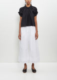 Cotton Ruffle Waist Cropped Trousers