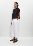 Cotton Ruffle Waist Cropped Trousers