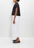 Cotton Ruffle Waist Cropped Trousers