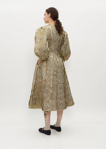 Puff Sleeve Fitted Dress Gold/Pearl/Clear La Garonne Puff Sleeve Fitted Dress Gold/Pearl/Clear La Garonne
