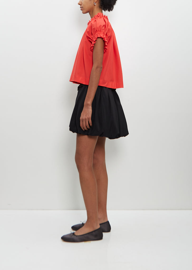 Cotton Ruffle Tulip Top — Red