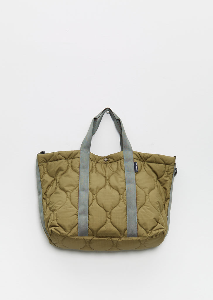 Ripstop Quilted Nylon Tote Bag — Khaki