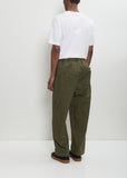 Cotton Linen Herringbone Trousers — Khaki