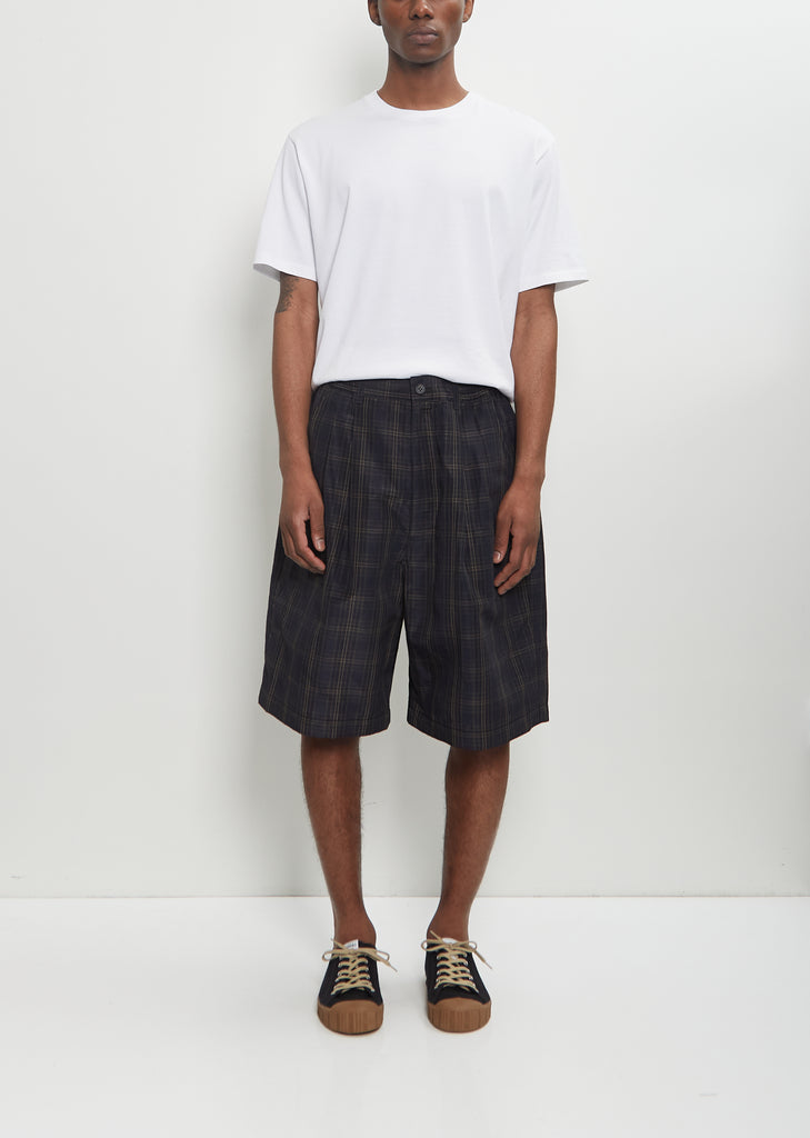 Linen Blend Check Shorts