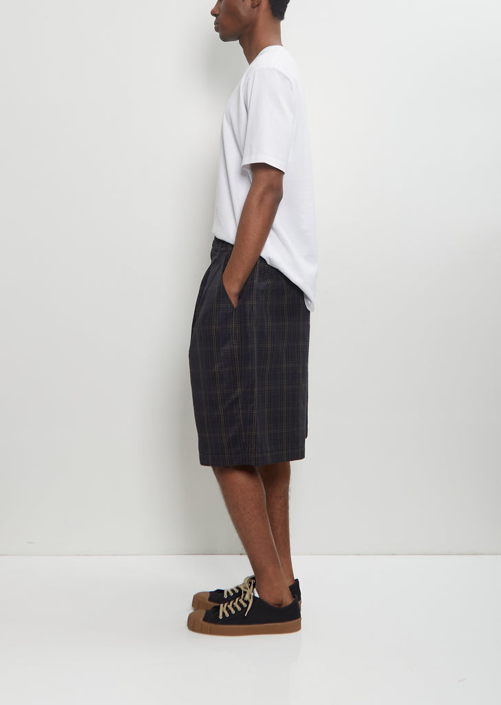 Linen Blend Check Shorts