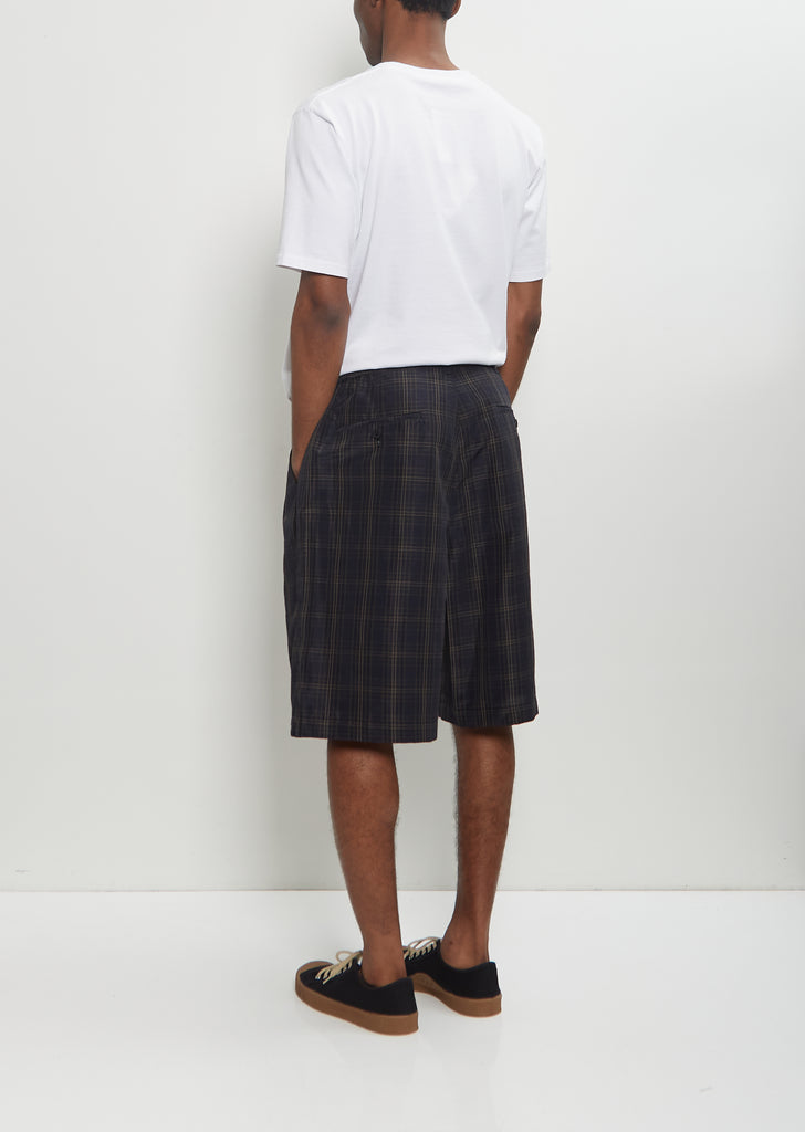 Linen Blend Check Shorts