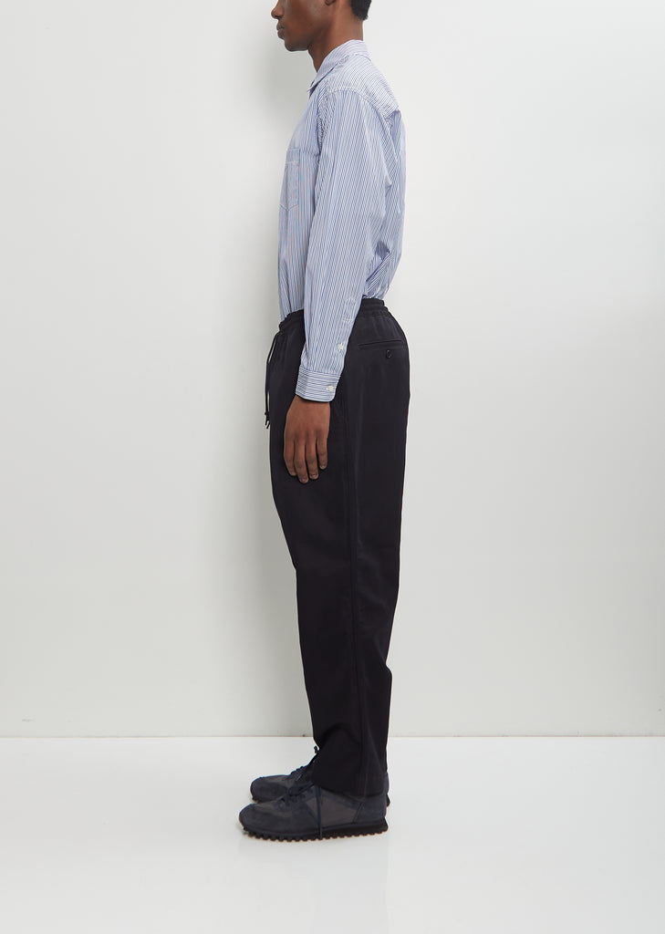 Cotton Linen Pull On Trousers — Navy