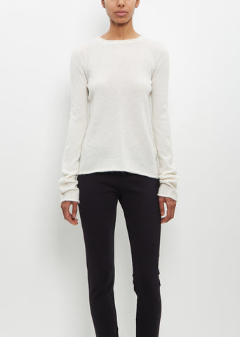 Alpaca Knit Crewneck Sweater — Raw White