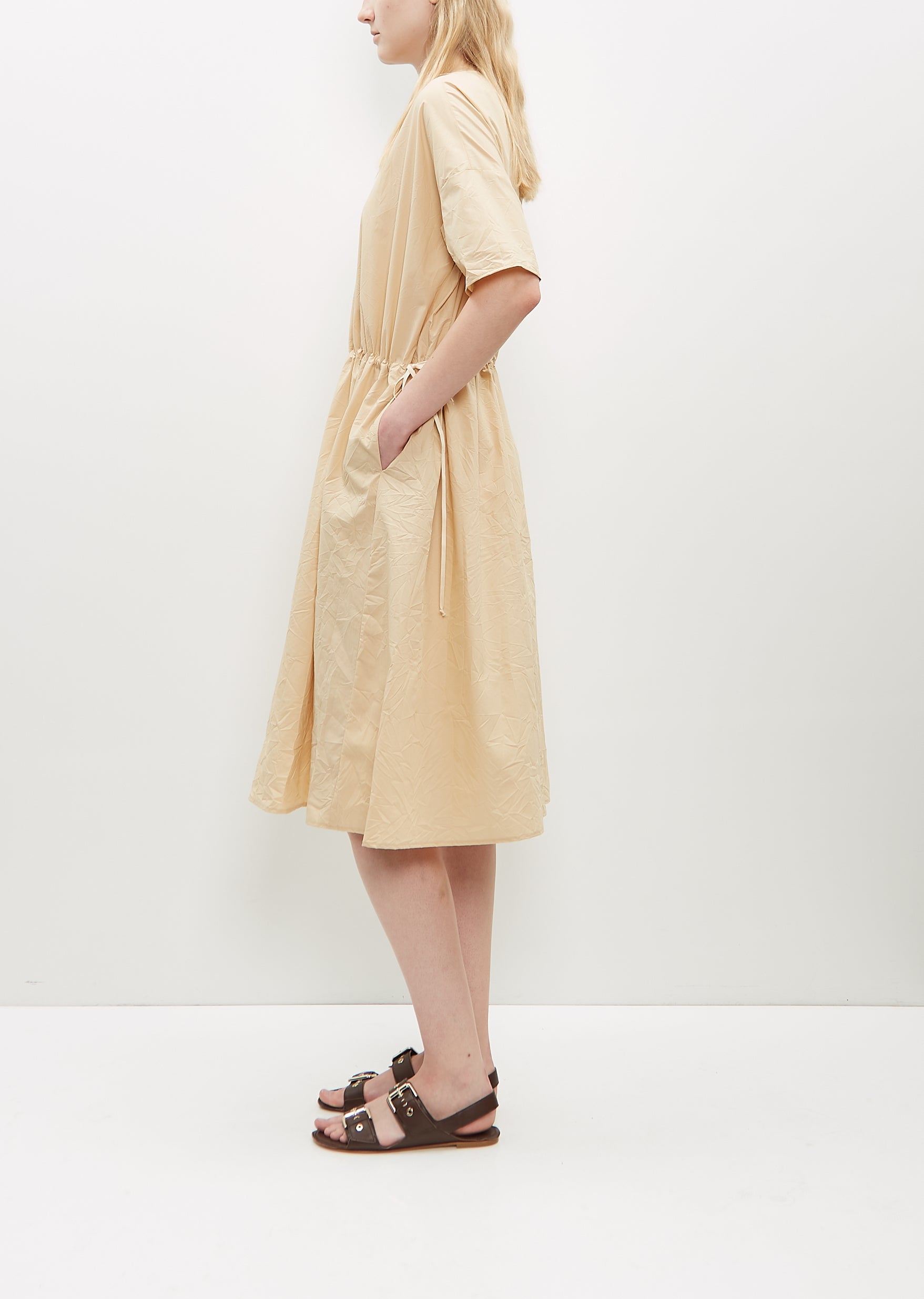 Crinkle Poplin Short Sleeve Dress La Garonne Crinkle Poplin Short Sleeve Dress La Garonne