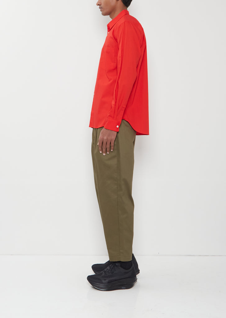 Classic Collar Cotton Shirt — Red