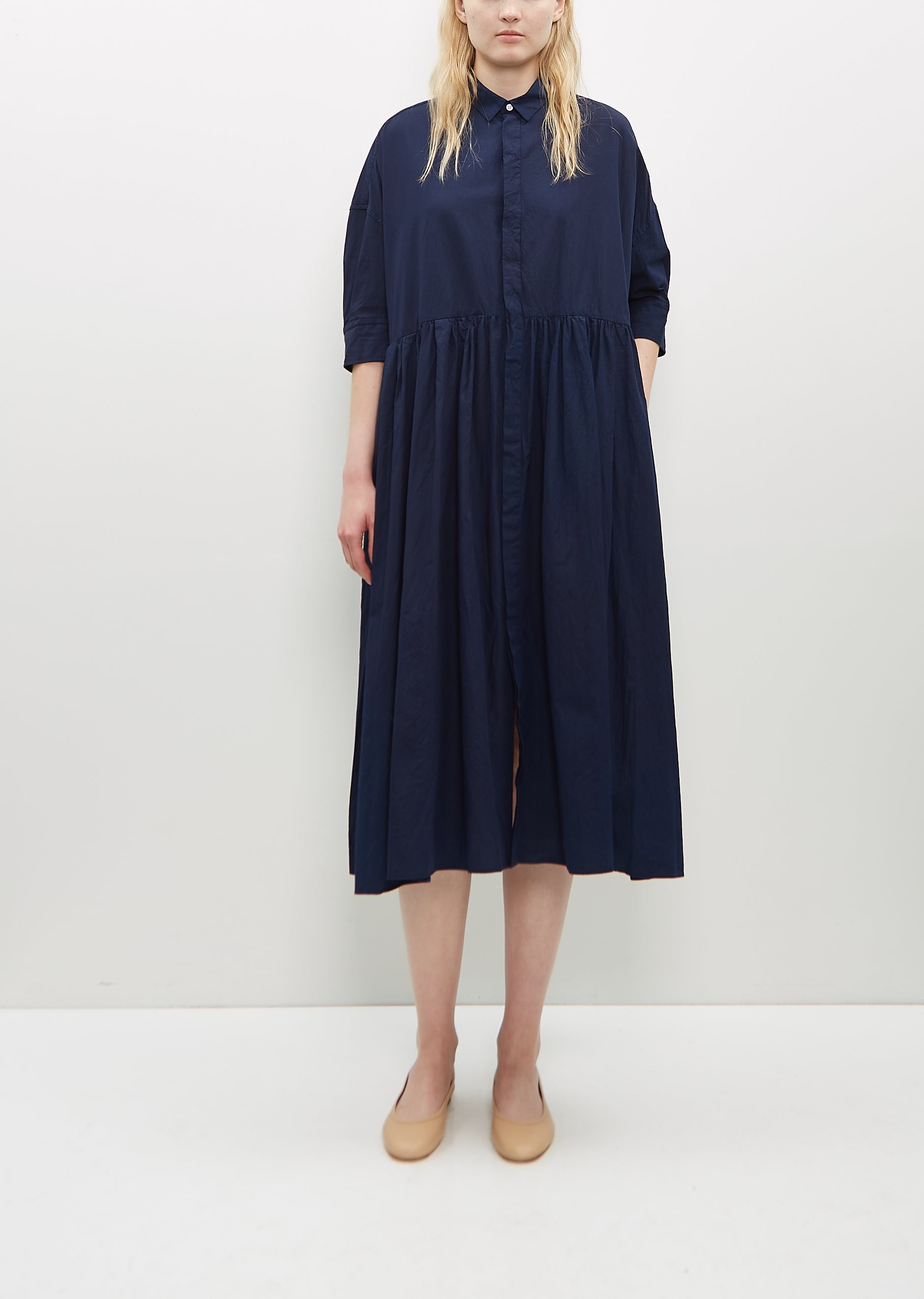 TOUJOURS　 Half Sleeve  Gathered Dress Toujours - Half Sleeve Classic Gathered Dress TM42WD05 Brown