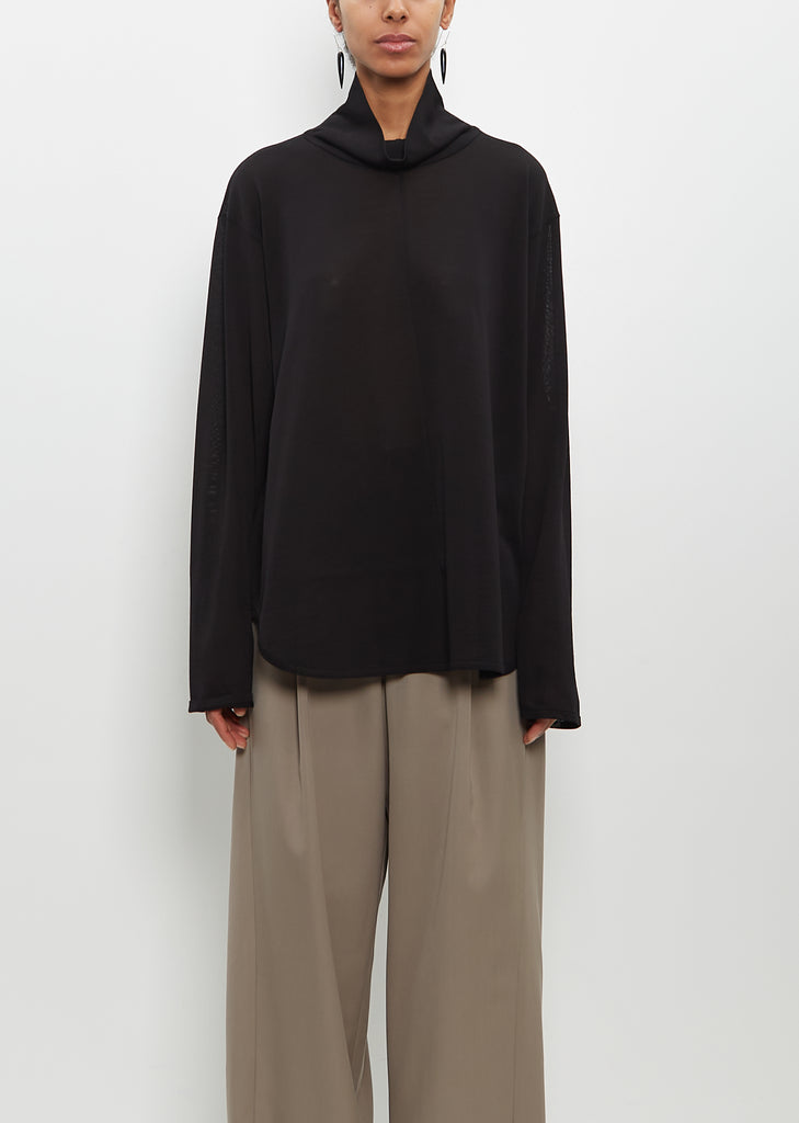 Wool Silk Knit High Neck Sweater