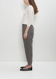 Micro Tartan Tapered Pull On Pant — Cement