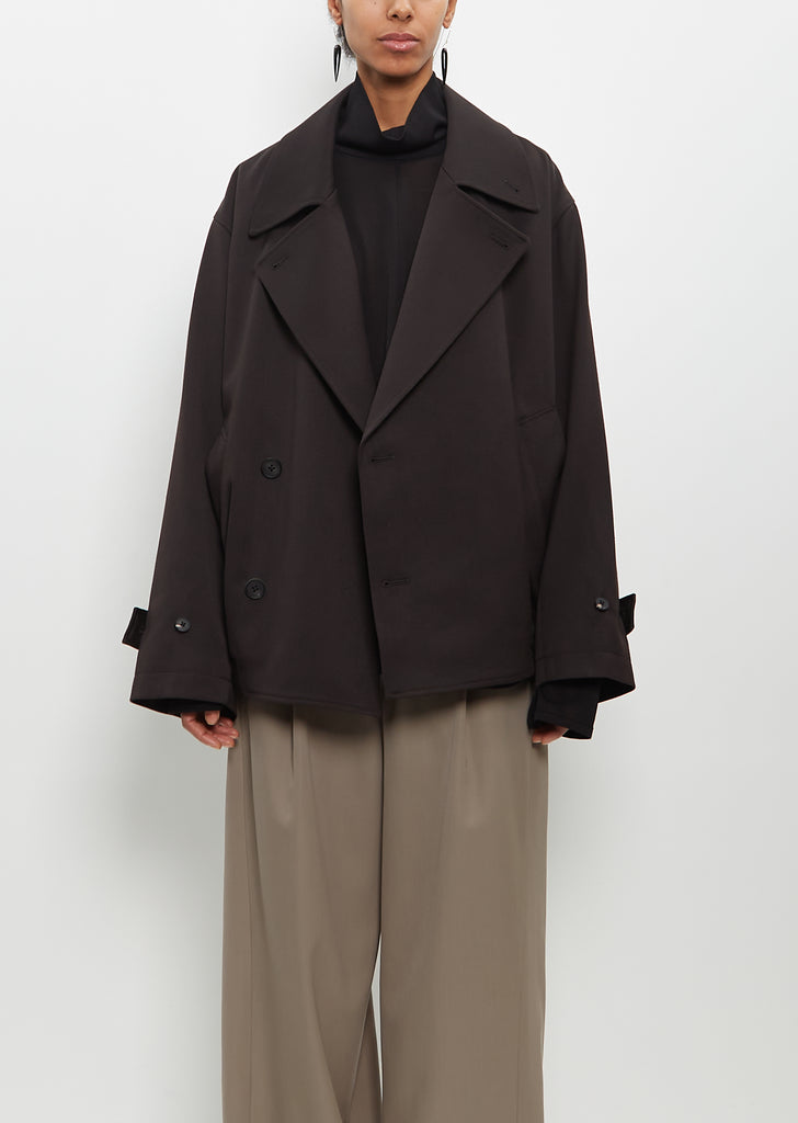 Wool Silk Oversized Double Breast Blouson