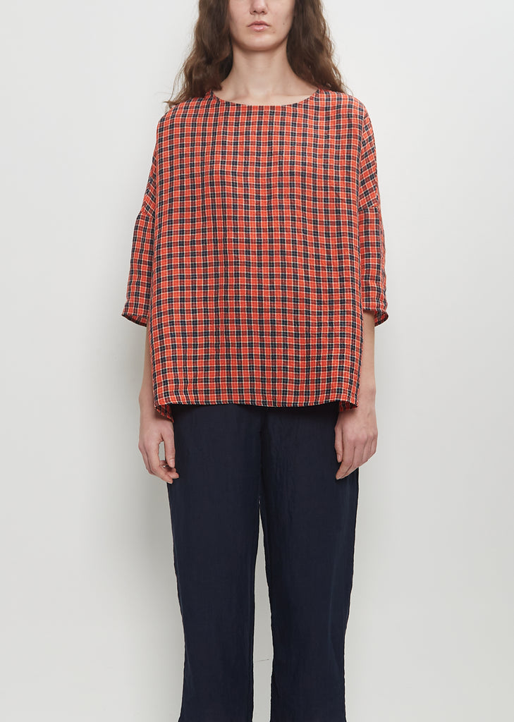 Tartan Linen Boxy Top