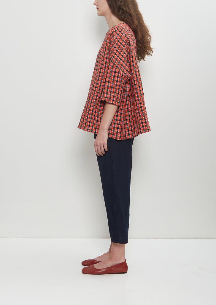 Tartan Linen Boxy Top