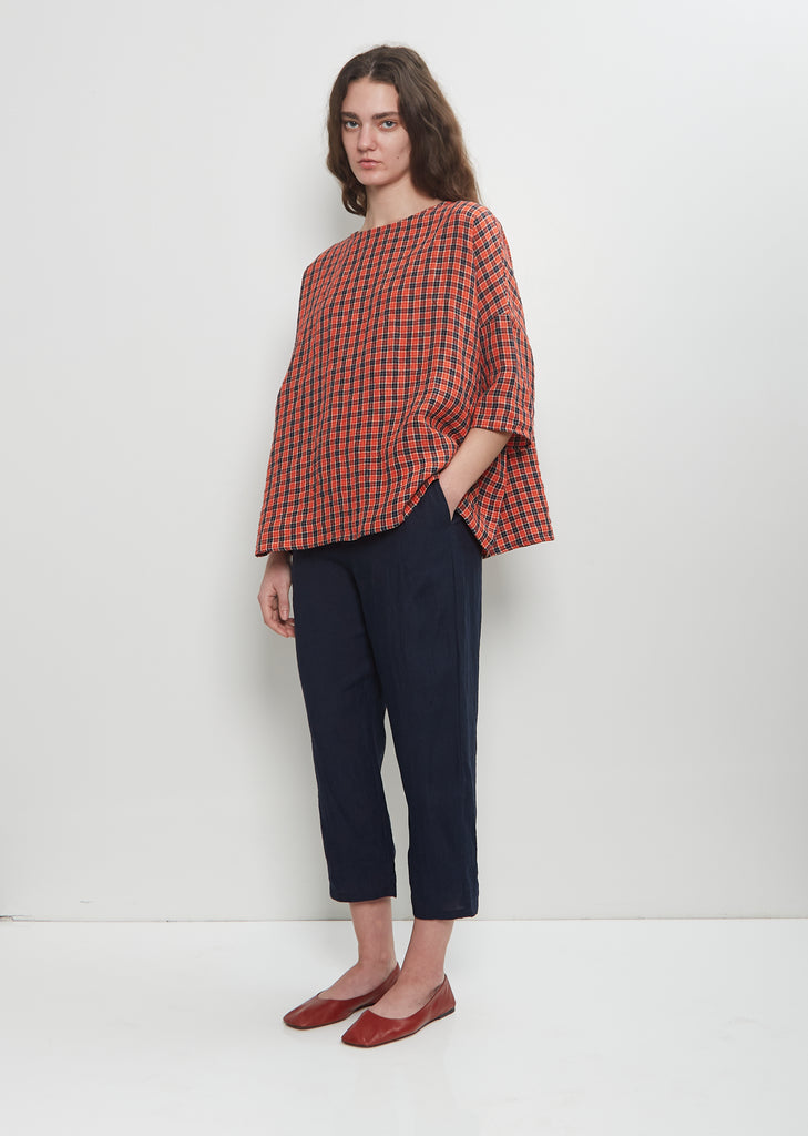 Tartan Linen Boxy Top