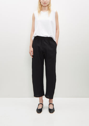 Linen Tapered Pants — Black