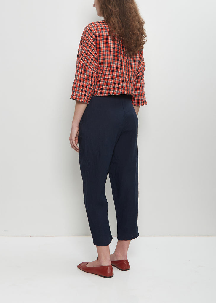 Linen Straight Pull On Pant — Blue