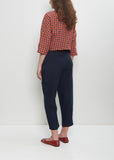 Linen Straight Pull On Pant — Blue