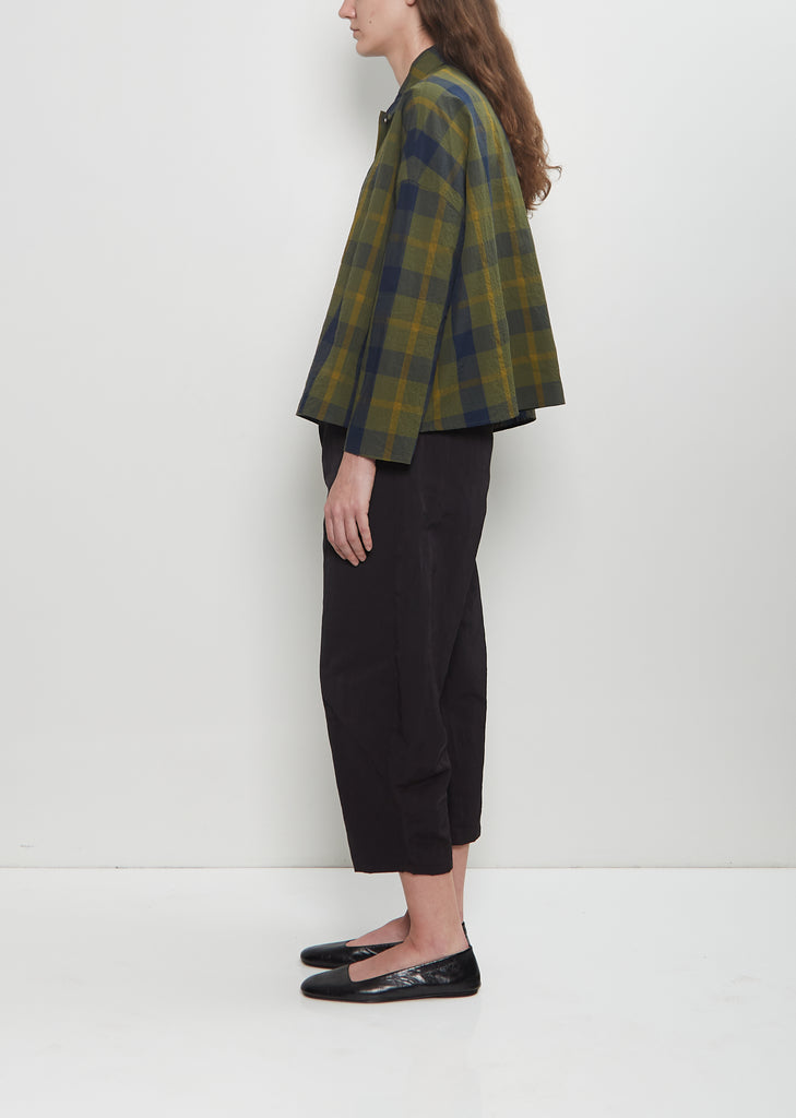 Light Tartan Mini Collar Shirt — Olive