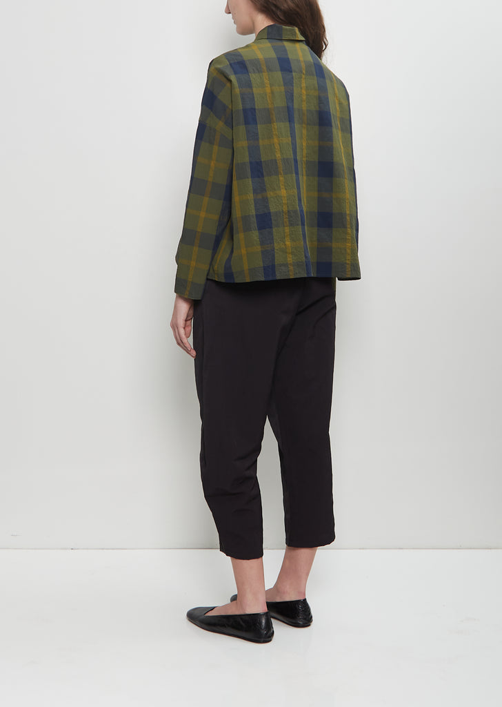 Light Tartan Mini Collar Shirt — Olive