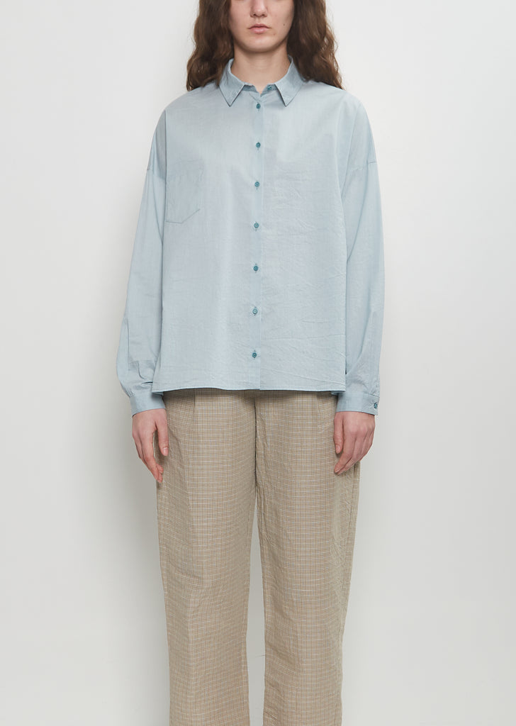 Cotton Silk Small Pocket Shirt — Sky