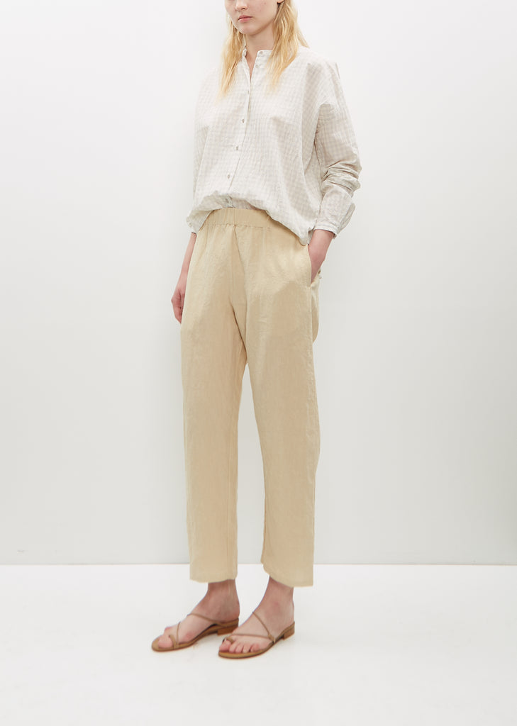 Chambray Linen Tapered Pants — Natural