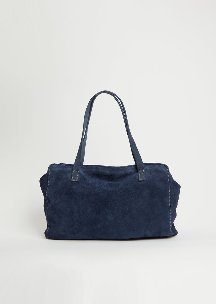 Handle Leather Bag — Navy