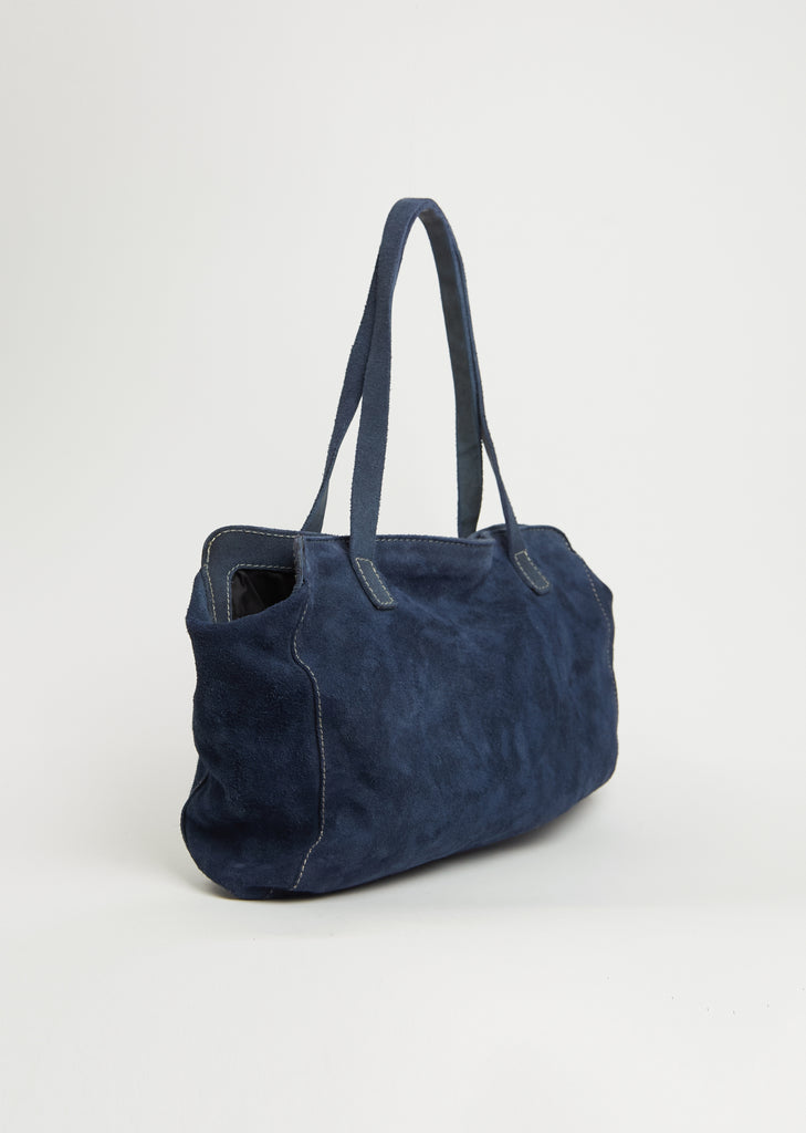 Handle Leather Bag — Navy
