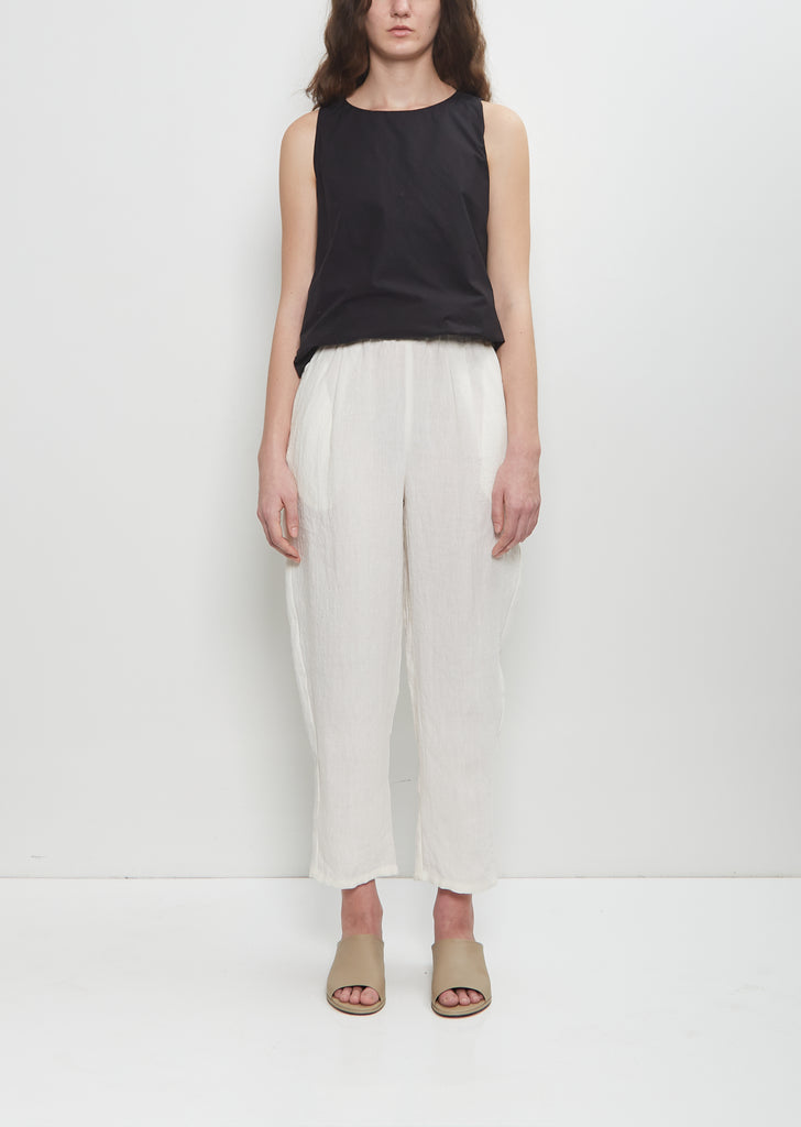 Linen Tapered Pull On Pant — Milk