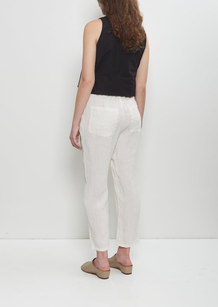 Linen Tapered Pull On Pant — Milk