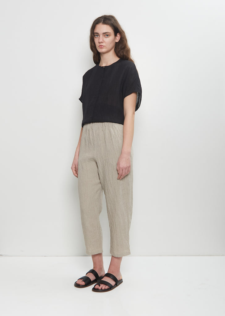 Linen Straight Pull On Pant — Ecru