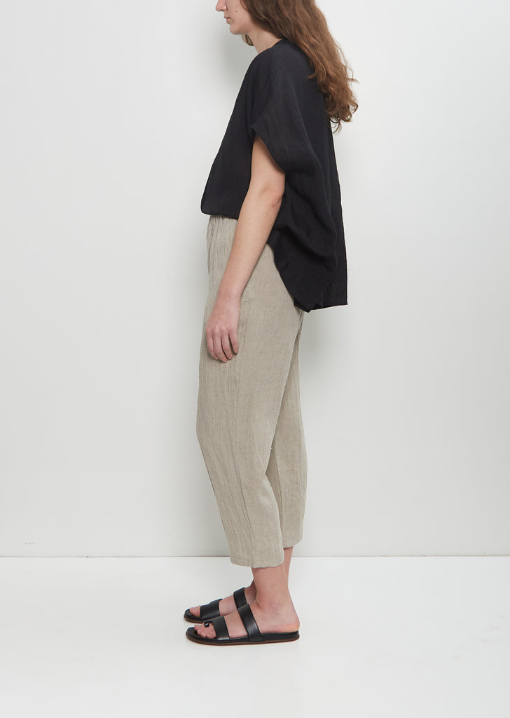 Linen Straight Pull On Pant — Ecru