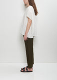 Linen Collarless Button Down Top — Milk