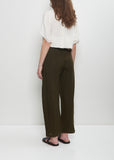 Linen Wide Pull On Pant — Khaki Green