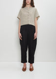 Linen Tapered Pull On Pant — Black