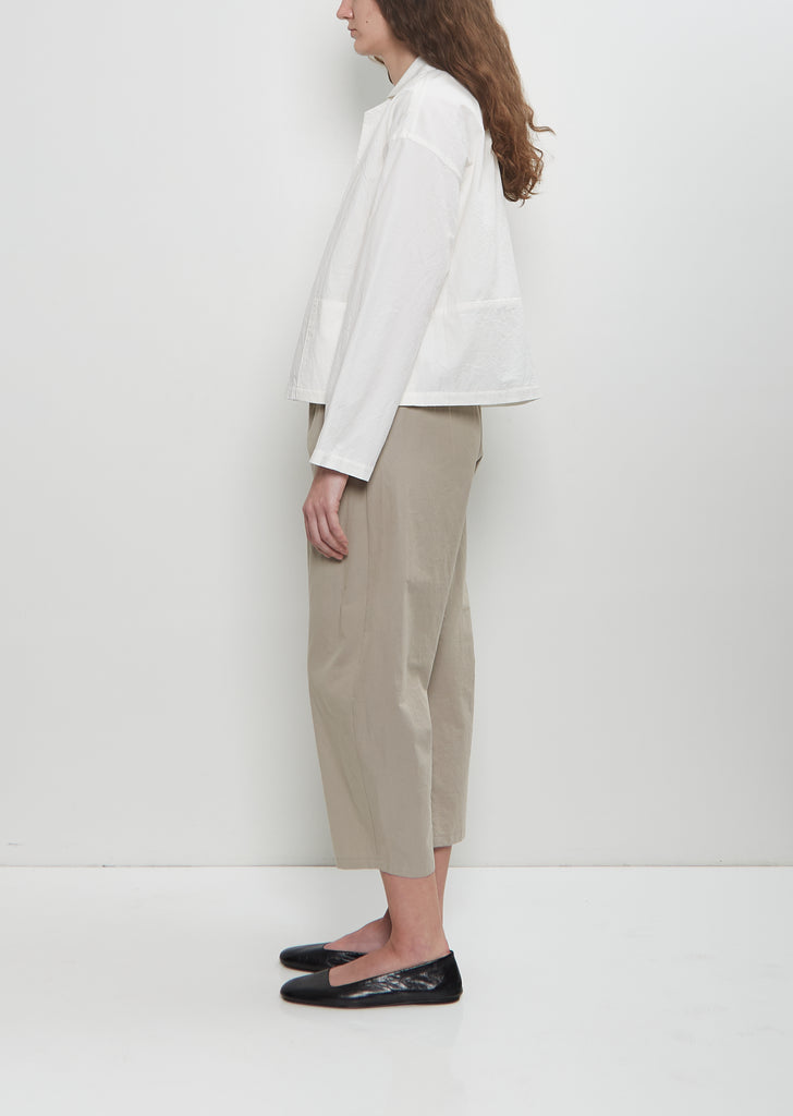 Cotton Gabardine Curved Pull On Pant — Ecru