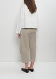 Cotton Gabardine Curved Pull On Pant — Ecru