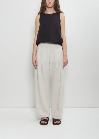 Linen Loose Pleated Wide Leg Trouser