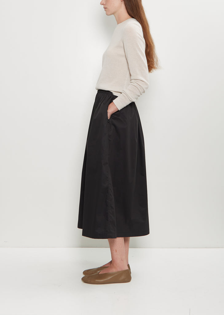 Cotton Gathered Skirt — Black