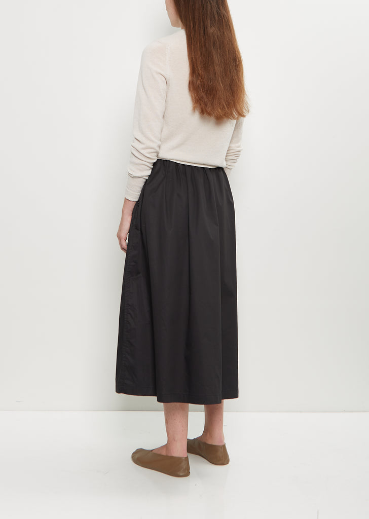 Cotton Gathered Skirt — Black