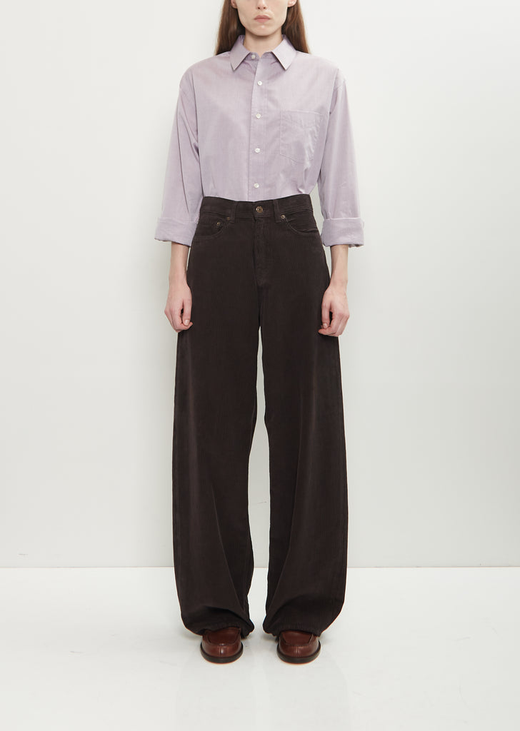 Cotton Corduroy Roomy Jean — Chocolate